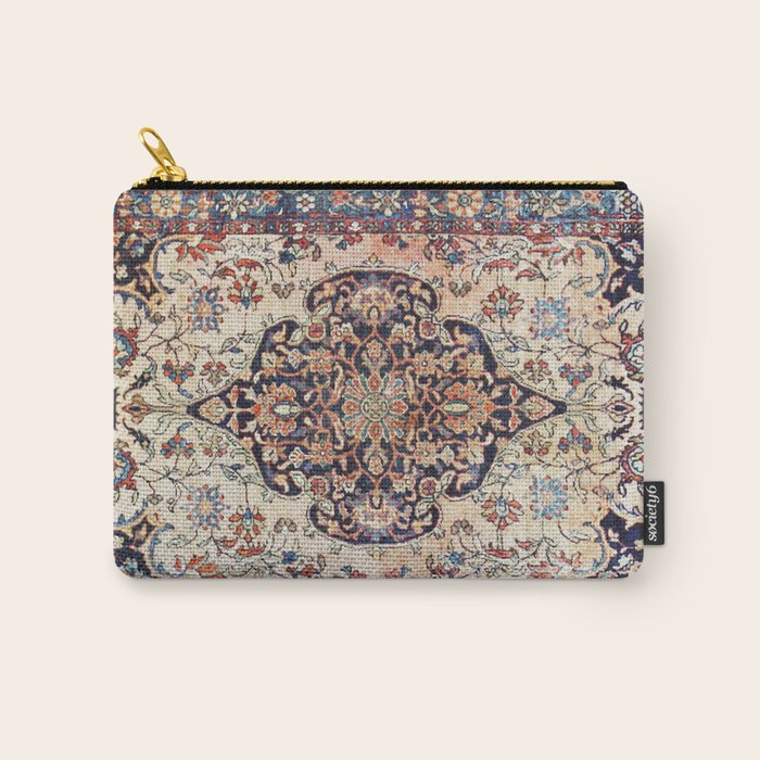Antique Tabriz Rug Print With Abrashed Field Carry All Pouch Gallery Image 1