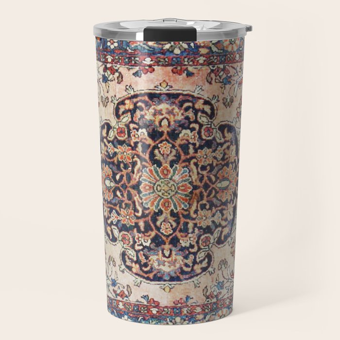 Antique Tabriz Rug Print With Abrashed Field Travel Mug Gallery Image 1
