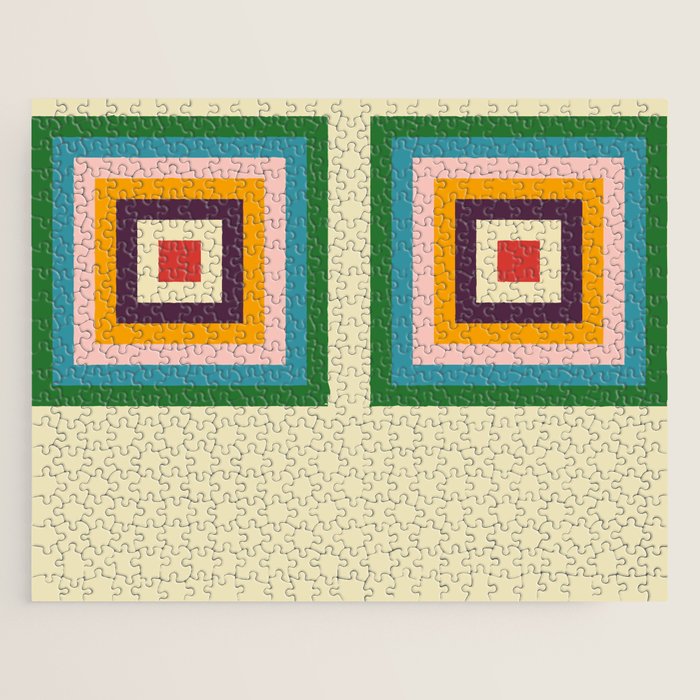 Retro Colored Square Space Jigsaw Puzzle Gallery Image 1