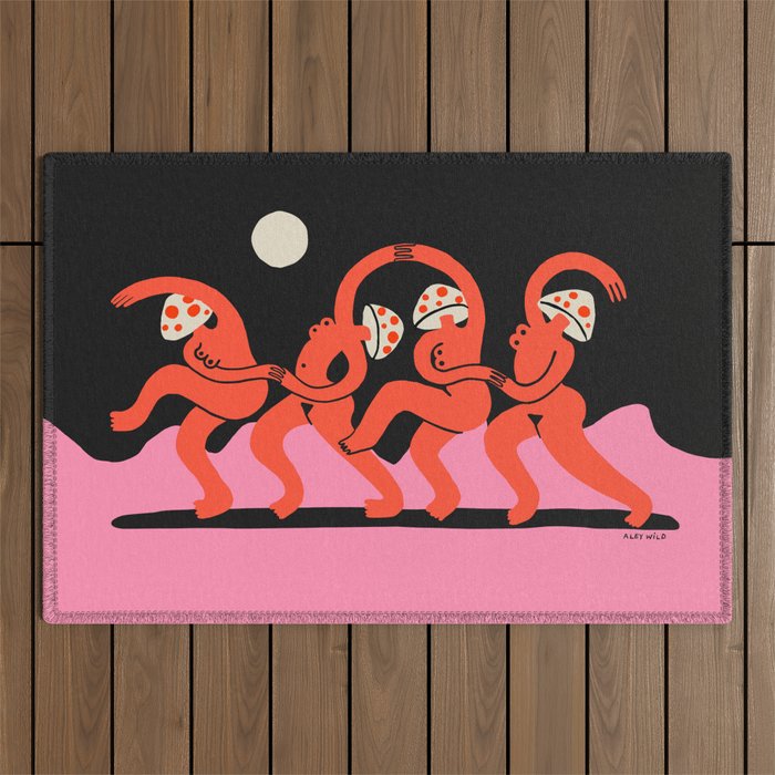 Full Moon Mushroom Dance  Outdoor Rug Gallery Image 1