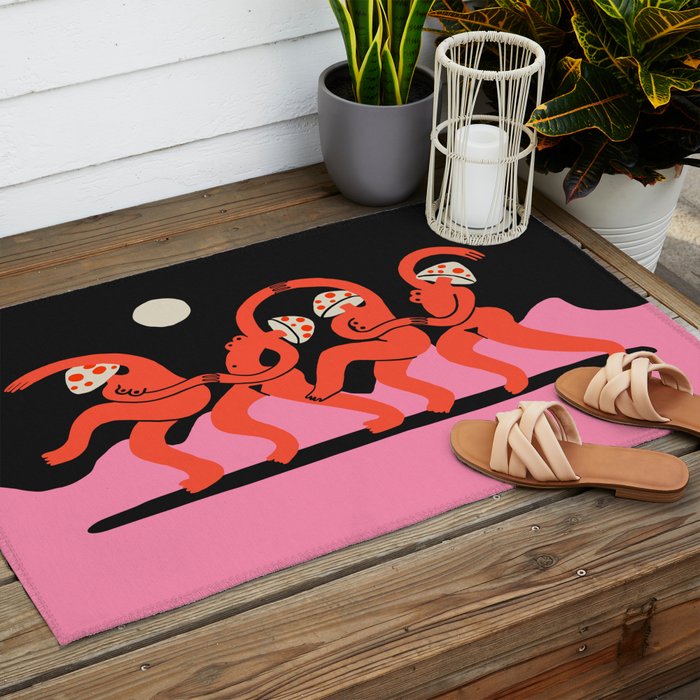 Full Moon Mushroom Dance  Outdoor Rug Gallery Image 2
