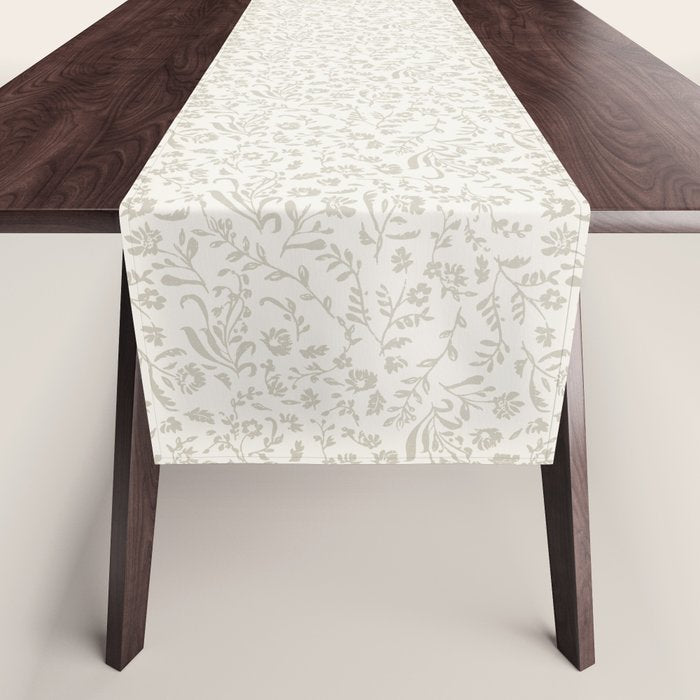 Beige Ditsy Toile Floral Table Runner Gallery Image 1