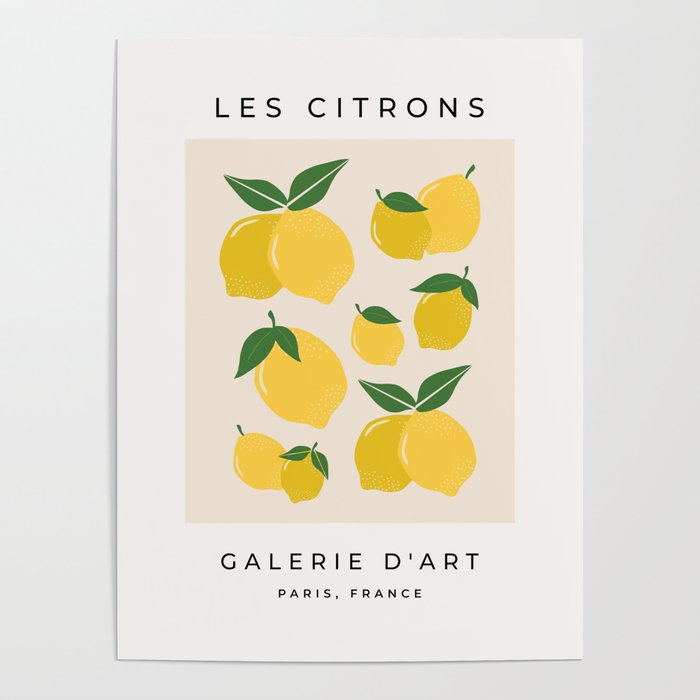 Les Citrons | 01 - Retro Lemon Print Abstract Lemons Poster Gallery Image 4