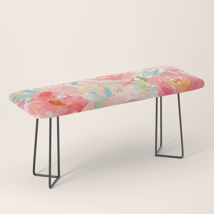 Preppy Pink Peonies Bench Gallery Image 1