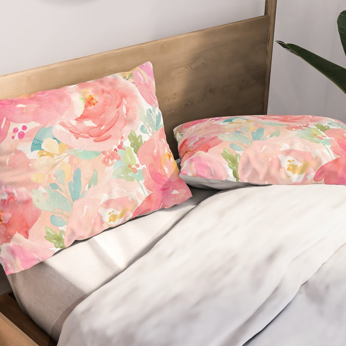 Preppy Pink Peonies Pillow Sham Gallery Image 2