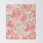 Preppy Pink Peonies Throw Blanket Gallery Image 2