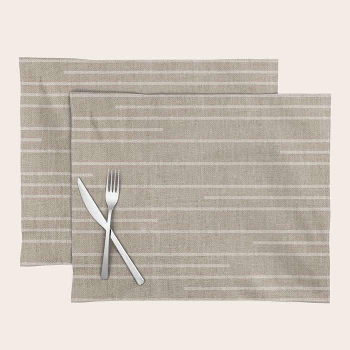 Boho Minimal Neutral Stripes Pattern Placemat Gallery Image 1