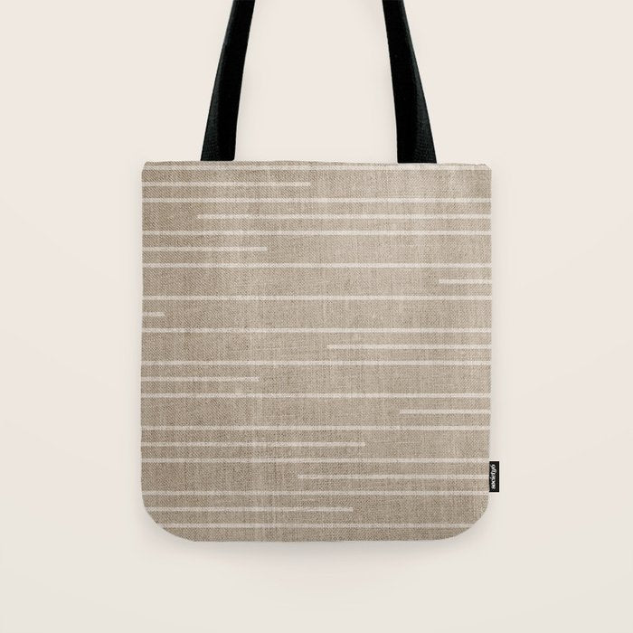 Boho Minimal Neutral Stripes Pattern Tote Bag Gallery Image 1
