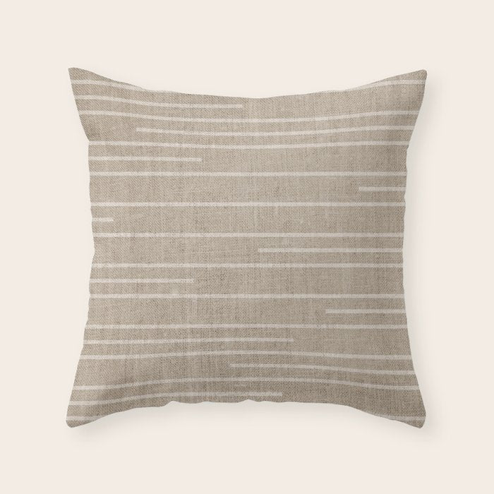Boho Minimal Neutral Stripes Pattern Throw Pillow Gallery Image 1