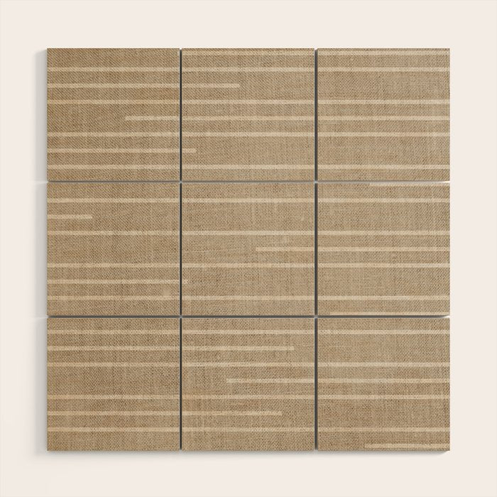 Boho Minimal Neutral Stripes Pattern Wood Wall Art Gallery Image 1