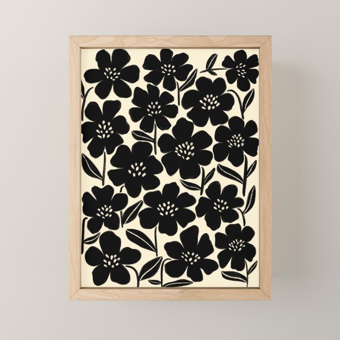 Black & White Blossom Mini Art Print Gallery Image 1