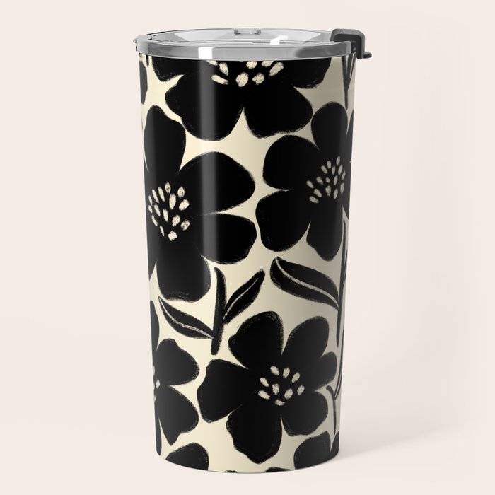 Black & White Blossom Travel Mug Gallery Image 2