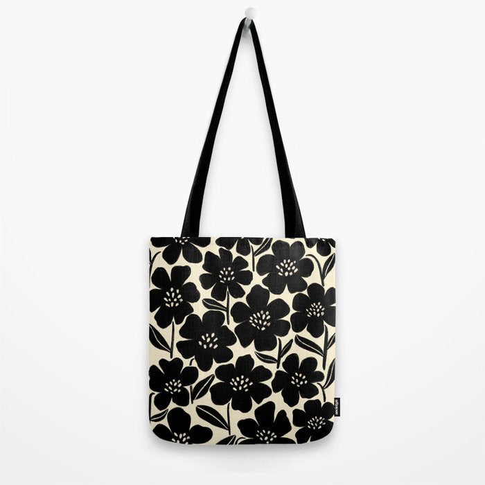 Black & White Blossom Tote Bag Gallery Image 2