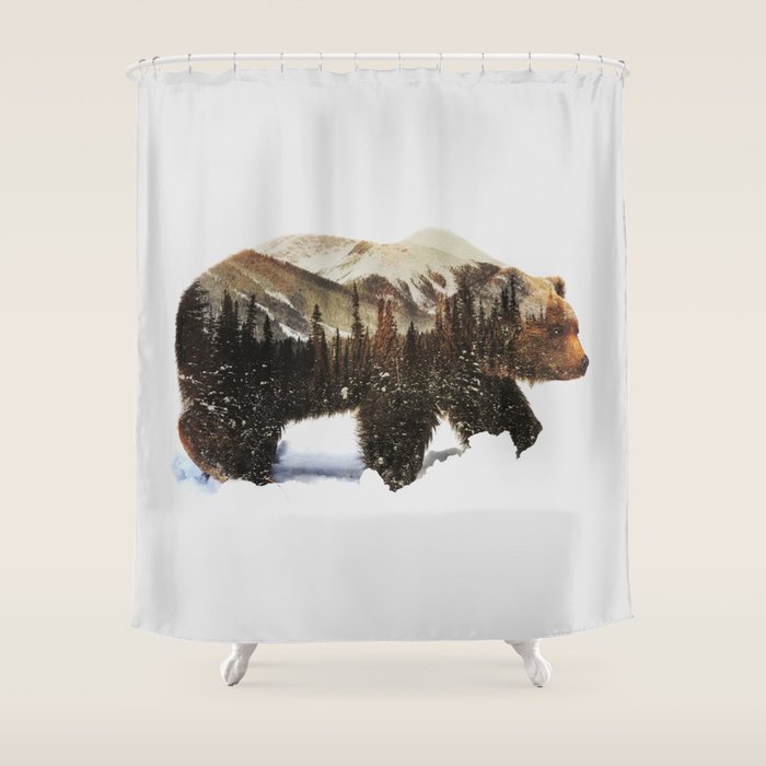 Arctic Grizzly Bear Shower Curtain Gallery Image 1