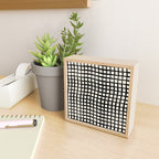 Warped Modern Minimalist Grid in Black and Almond Cream Mini Art Print Gallery Image 2