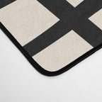 Warped Modern Minimalist Grid in Black and Almond Cream Desk Mat Gallery Image 4