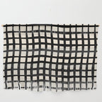 Warped Modern Minimalist Grid in Black and Almond Cream Wall Hanging Gallery Image 1