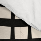 Warped Modern Minimalist Grid in Black and Almond Cream Comforter Gallery Image 4