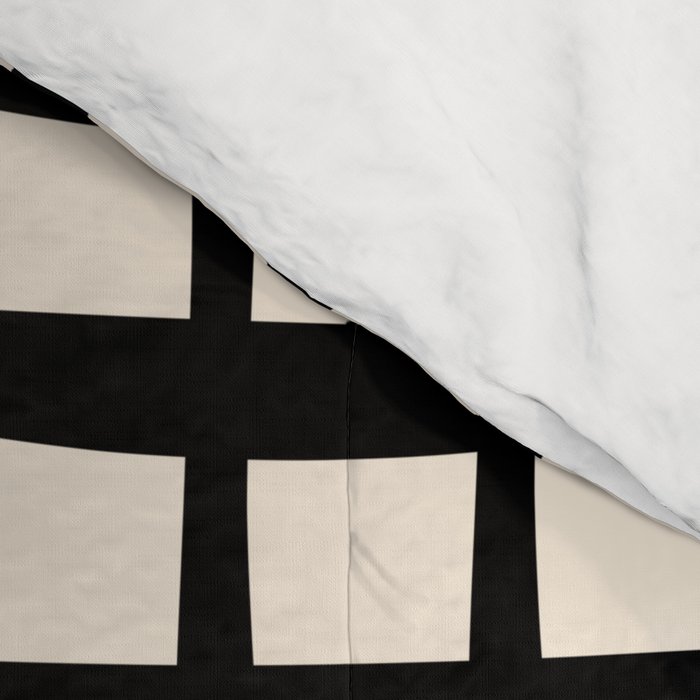 Warped Modern Minimalist Grid in Black and Almond Cream Comforter Gallery Image 4