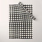 Warped Modern Minimalist Grid in Black and Almond Cream Wrapping Paper Gallery Image 1