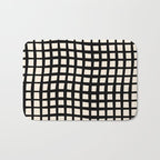 Warped Modern Minimalist Grid in Black and Almond Cream Bath Mat Gallery Image 1