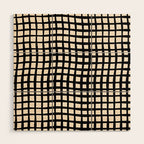 Warped Modern Minimalist Grid in Black and Almond Cream Wood Wall Art Gallery Image 1