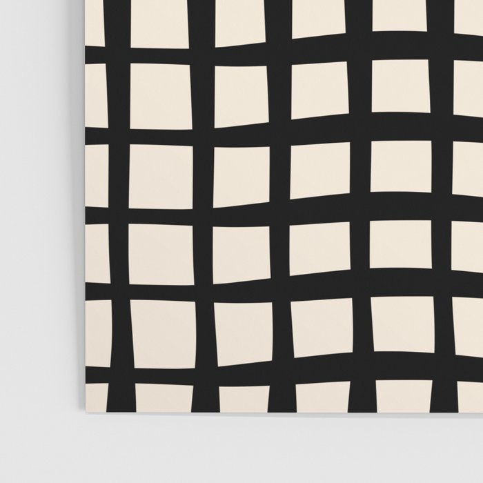 Warped Modern Minimalist Grid in Black and Almond Cream Poster Gallery Image 3