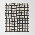 Warped Modern Minimalist Grid in Black and Almond Cream Throw Blanket Gallery Image 2