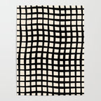 Warped Modern Minimalist Grid in Black and Almond Cream Poster Gallery Image 4