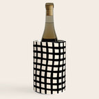Warped Modern Minimalist Grid in Black and Almond Cream Wine Chiller Gallery Image 1