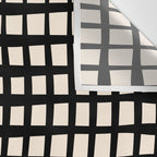 Warped Modern Minimalist Grid in Black and Almond Cream Wall Tapestry Gallery Image 3