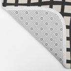 Warped Modern Minimalist Grid in Black and Almond Cream Bath Mat Gallery Image 2