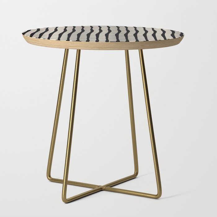 Warped Modern Minimalist Grid in Black and Almond Cream Side Table Gallery Image 1