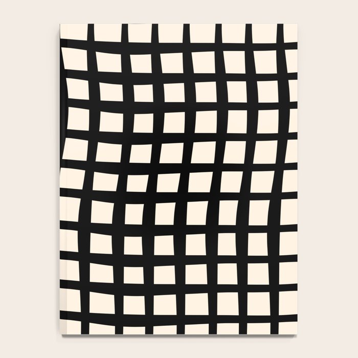 Warped Modern Minimalist Grid in Black and Almond Cream Notebook Gallery Image 4