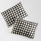 Warped Modern Minimalist Grid in Black and Almond Cream Pillow Sham Gallery Image 3