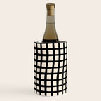 Warped Modern Minimalist Grid in Black and Almond Cream Wine Chiller Gallery Image 3