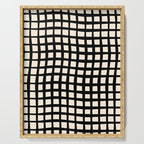 Warped Modern Minimalist Grid in Black and Almond Cream Serving Tray Gallery Image 1