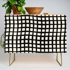 Warped Modern Minimalist Grid in Black and Almond Cream Credenza Gallery Image 1