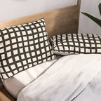 Warped Modern Minimalist Grid in Black and Almond Cream Pillow Sham Gallery Image 2