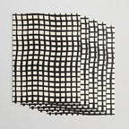 Warped Modern Minimalist Grid in Black and Almond Cream Wrapping Paper Gallery Image 3