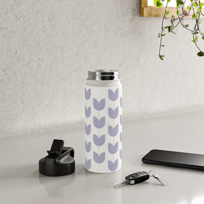 Spring Tulips VI Lavender Purple Mid Century Flowers Water Bottle Gallery Image 4