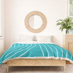 Minimal Line Curvature XV Bright Aqua Mid Century Modern Arch Abstract Duvet Cover Gallery Image 3