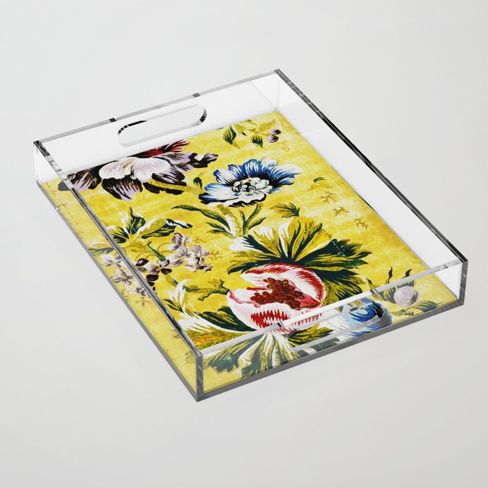 18th Century English Floral Print Acrylic Tray Gallery Image 1