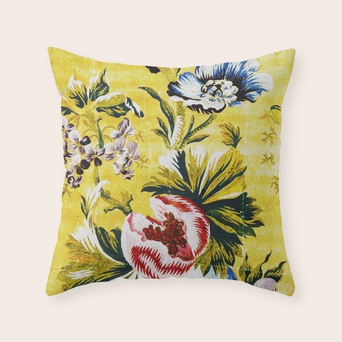 18th Century English Floral Print Throw Pillow Gallery Image 6