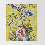 18th Century English Floral Print Throw Blanket Gallery Image 2