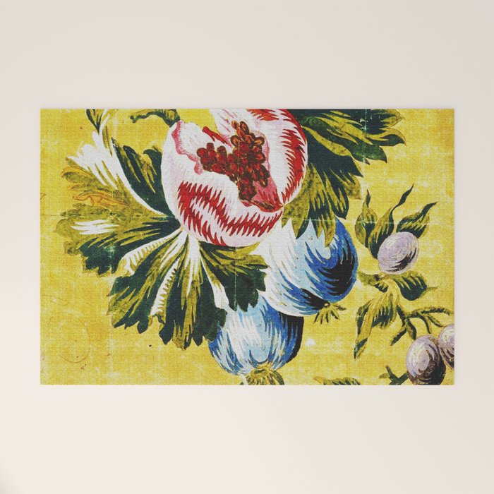 18th Century English Floral Print Welcome Mat Gallery Image 1