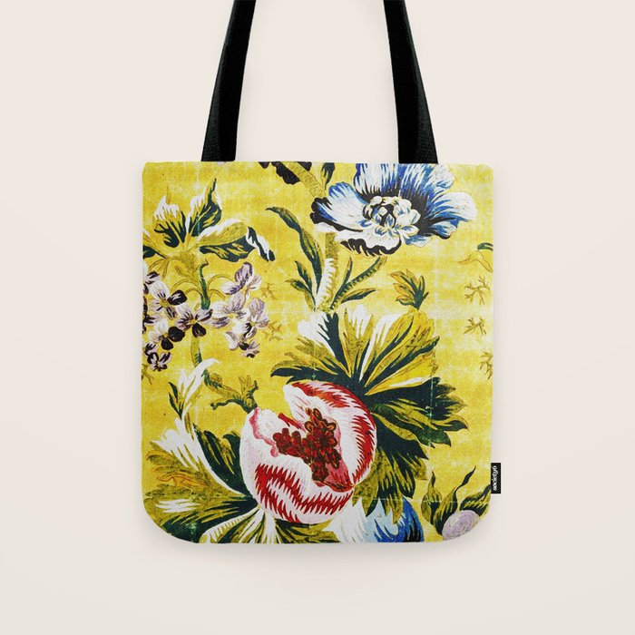 18th Century English Floral Print Tote Bag Gallery Image 1
