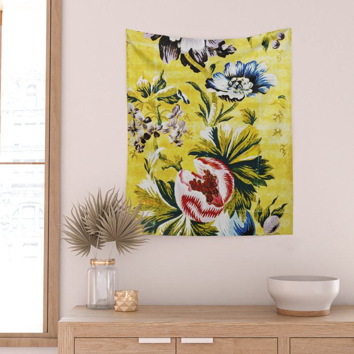 18th Century English Floral Print Wall Tapestry Gallery Image 2