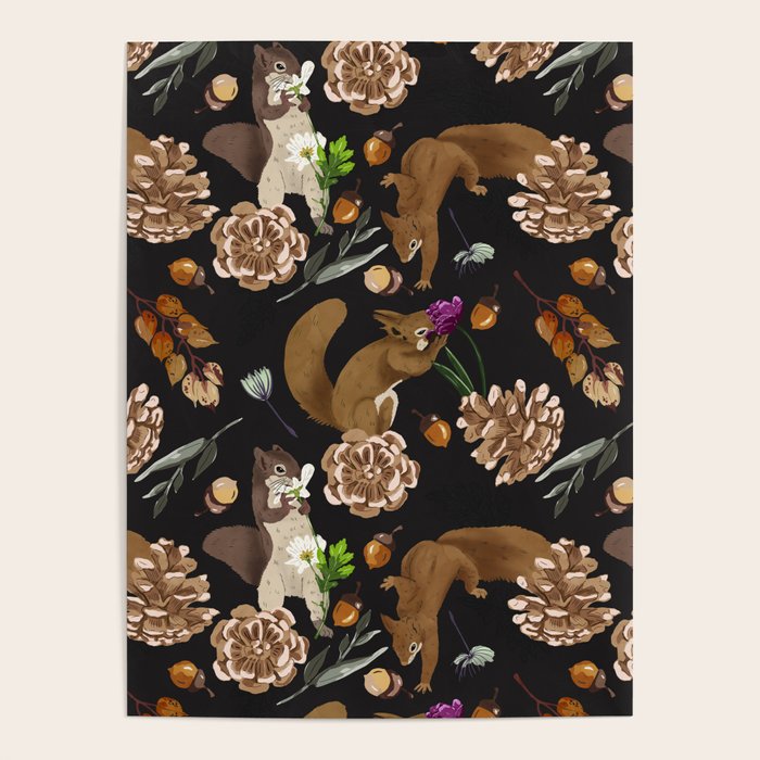 Squirrel flowering dark meadow Poster Gallery Image 1