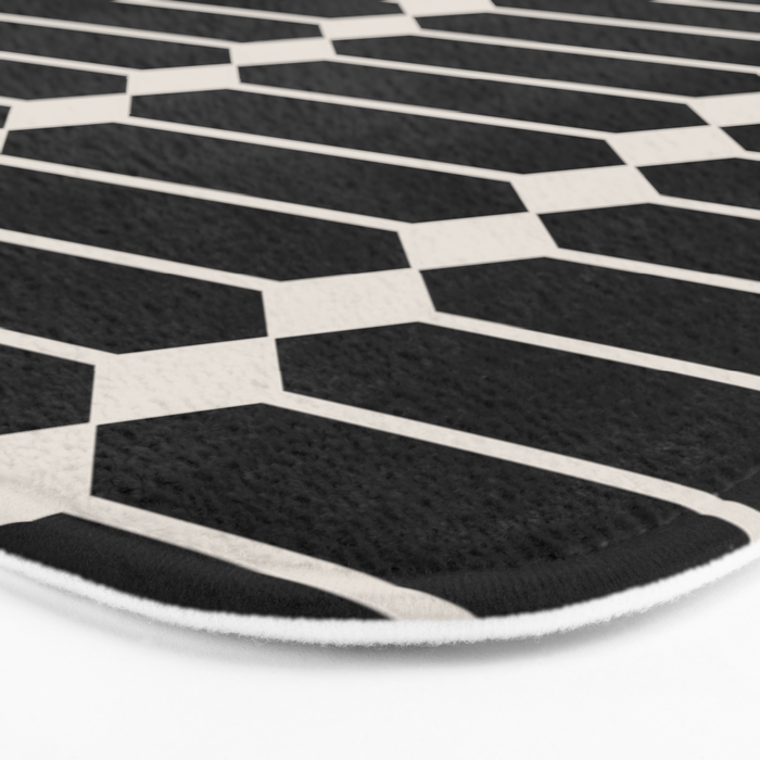 Minimal Geometric Pattern II - Black Bath Mat Gallery Image 3